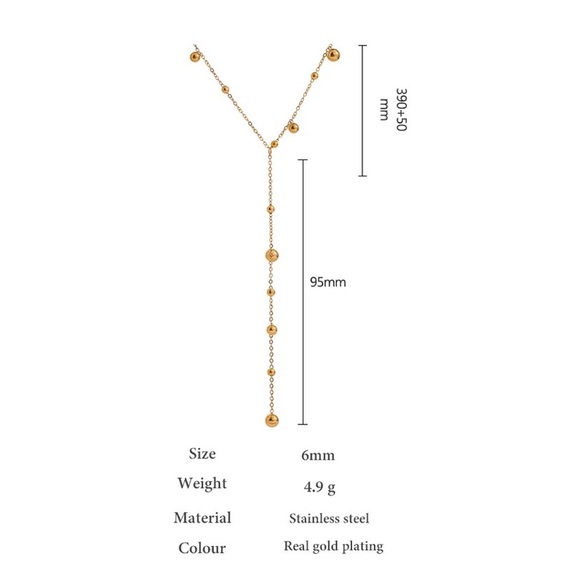 18K Gold Plated Bead Long Pendant Necklace - Picture 4 of 12